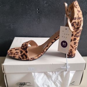 A new day leopard print open toe heel.